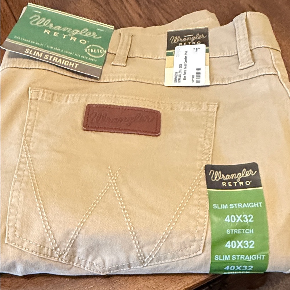 Wrangler Retro Slim Straight Tan Pants